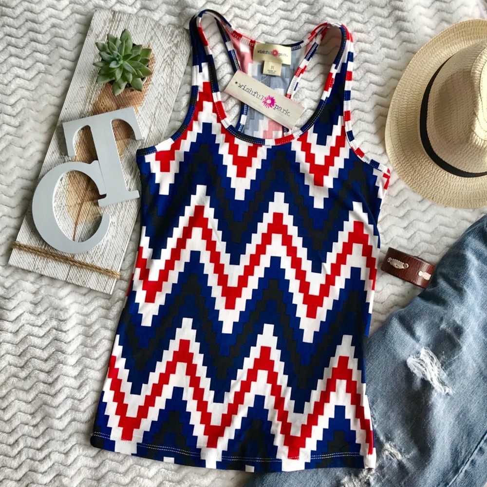 NWT Wishful Park Chevron Aztec Racerback Tank Top